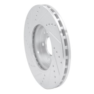 Chrysler CrossFIRE Brake Rotor (1) - Front Right - R1 Concepts - Drilled & Slotted - Silver - `96-`11